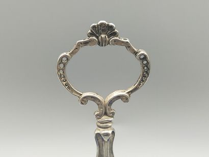 Double silver salad bowl decorated with scrolls...