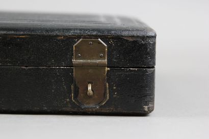 Wooden box from the 19th century, leather...
