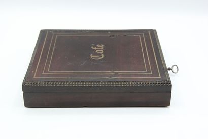 Wooden box (mahogany ?) for spoons service,...