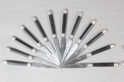 Double set of knives with wooden handles,...
