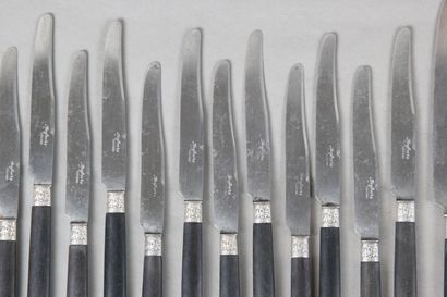 Double set of knives with wooden handles,...