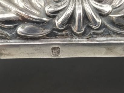 Covered drageoir, of square form, silver...