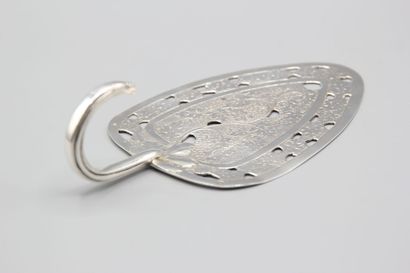 Silver pie plate with chased decoration of...