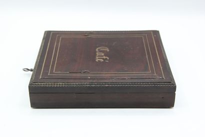 Wooden box (mahogany ?) for spoons service,...