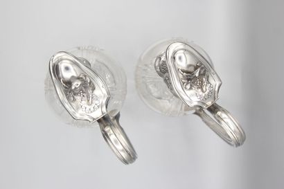 Pair of crystal decanters, silver and vermeil...