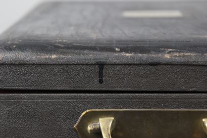Important leather-covered wooden household...