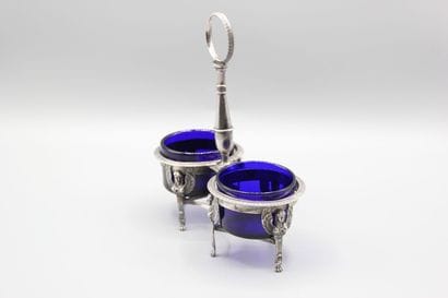 Double salière Empire, monture en argent,...
