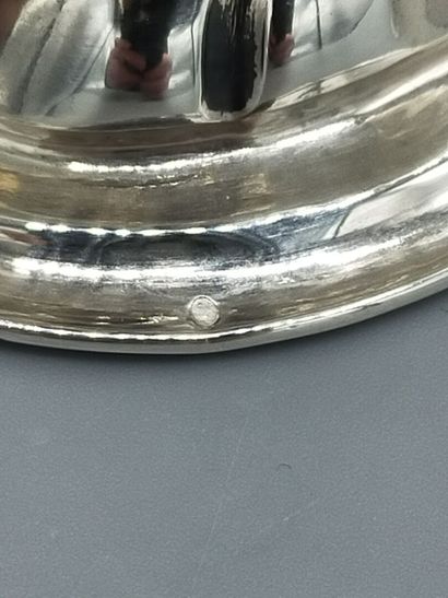Holy water bucket in silver / hammered oval...