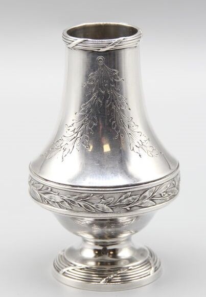 Silver vase in the Louis XVI style decorated...