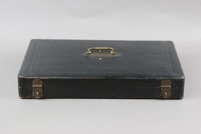 Wooden box from the 19th century, leather...