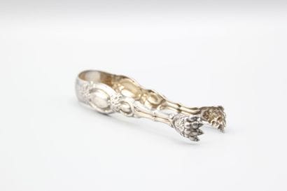 Sugar tongs in silver plated metal decorated...