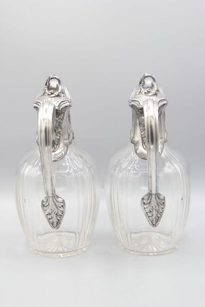 Pair of crystal decanters, silver and vermeil...