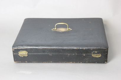 Household box with leather top and brass...