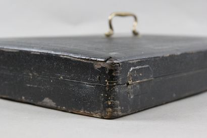 Wooden box from the 19th century, leather...