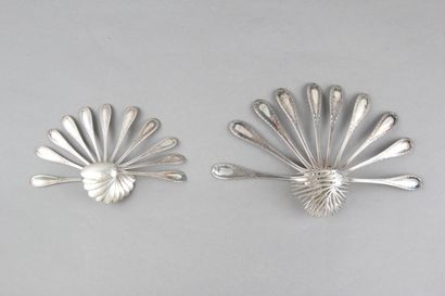 10 silver dessert forks and 11 coffee spoons,...
