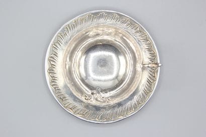 Chocolate cup and saucer in silver Louis...
