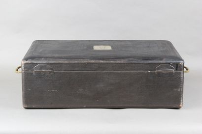 Important leather-covered wooden household...