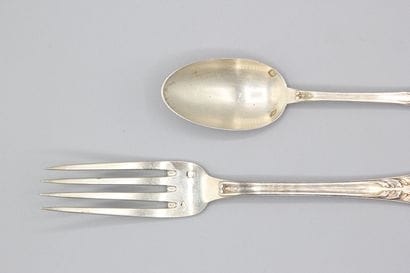 10 silver dessert forks and 11 coffee spoons,...