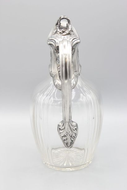 Pair of crystal decanters, silver and vermeil...