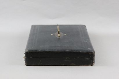 Wooden box from the 19th century, leather...