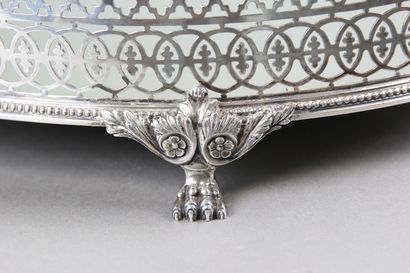 Huge silver centerpiece of oval shape and...