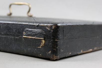 Wooden box from the 19th century, leather...