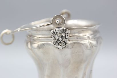 Holy water bucket in silver / hammered oval...