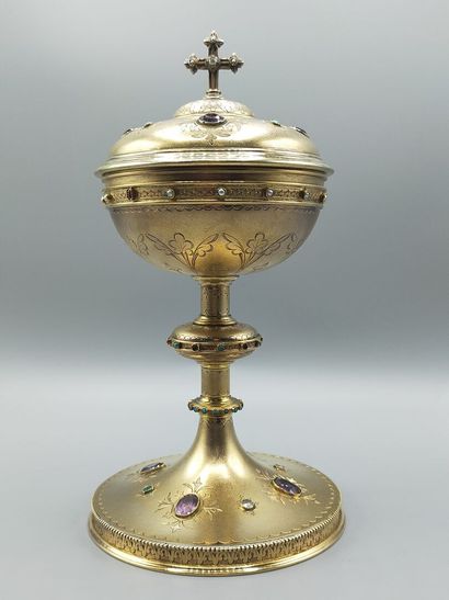 Ciborium in silver entirely vermeiled (gold...
