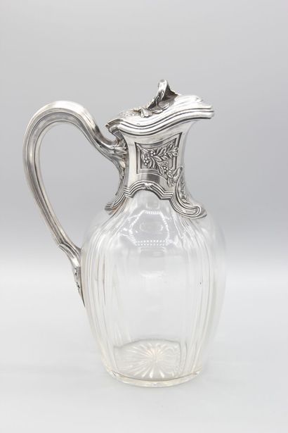 Pair of crystal decanters, silver and vermeil...