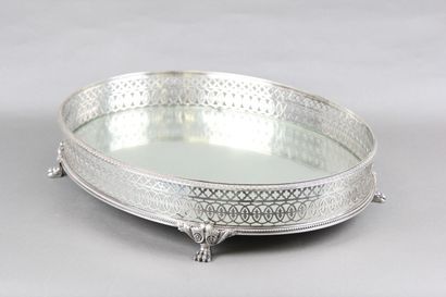 Huge silver centerpiece of oval shape and...