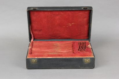Household chest with leather top and brass...