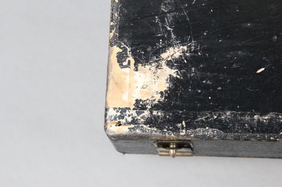 Wooden box from the 19th century, leather...