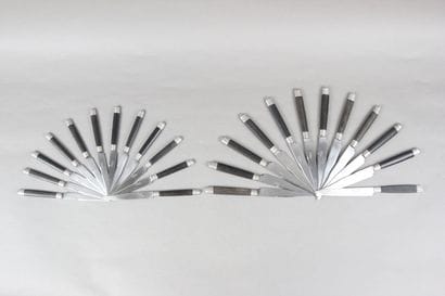 Double set of knives with wooden handles,...