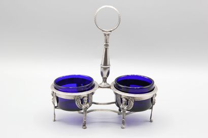 Double salière Empire, monture en argent,...