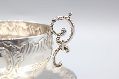 Chocolate cup and saucer in silver Louis...