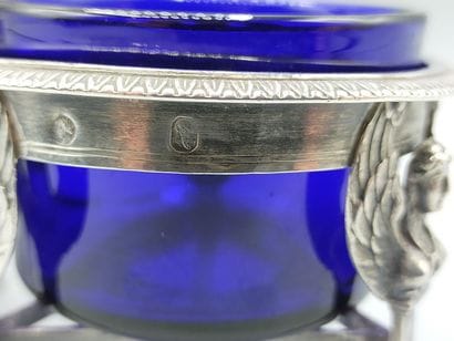 Double salière Empire, monture en argent,...