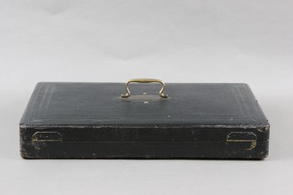 Wooden box from the 19th century, leather...