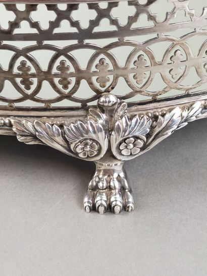 Huge silver centerpiece of oval shape and...