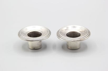 Pair of silver bobèches bordered with nets....