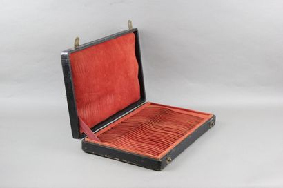 Wooden box from the 19th century, leather...