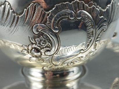 Chocolate cup and saucer in silver Louis...