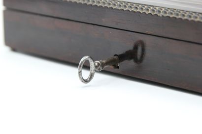 Wooden box (mahogany ?) for spoons service,...
