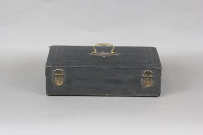 Household chest with leather top and brass...