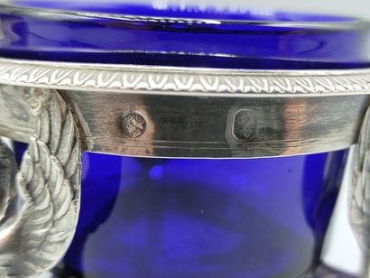 Double salière Empire, monture en argent,...