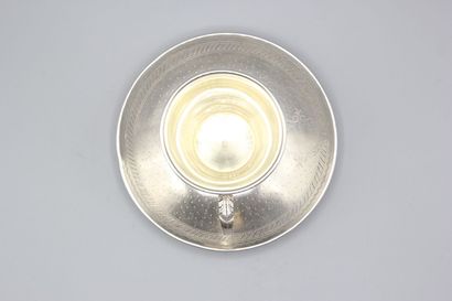 Service tasse et soucoupe en argent d'époque...