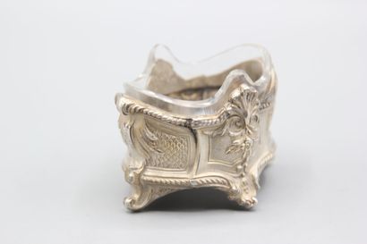 Salière en argent de style Louis XV complète...