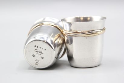 CARTIER 
Paire de timbales / verres en argent...