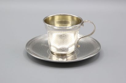 Service tasse et soucoupe en argent d'époque...