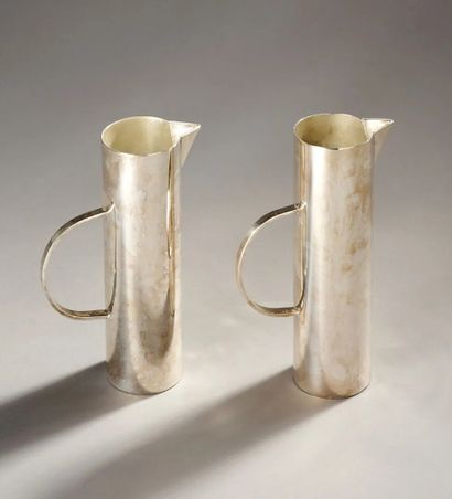 Pair of large straight silver-plated metal...