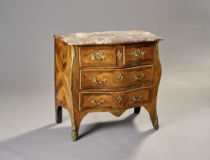 Curved chest of drawers in rosewood and violet...